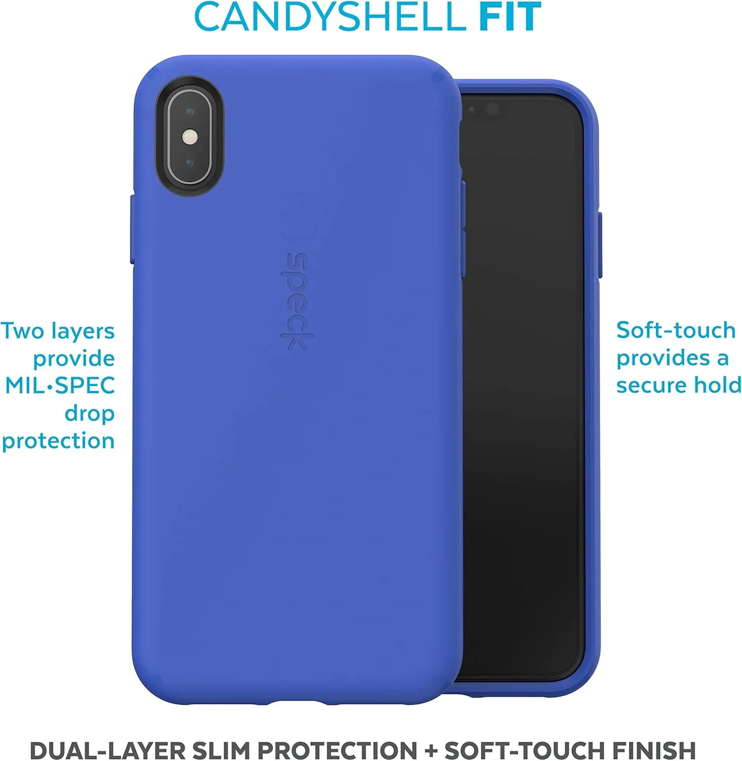 Speck Products CandyShell Fit iPhone Xs Max Case, Blueberry Blue/Blueberry Blue