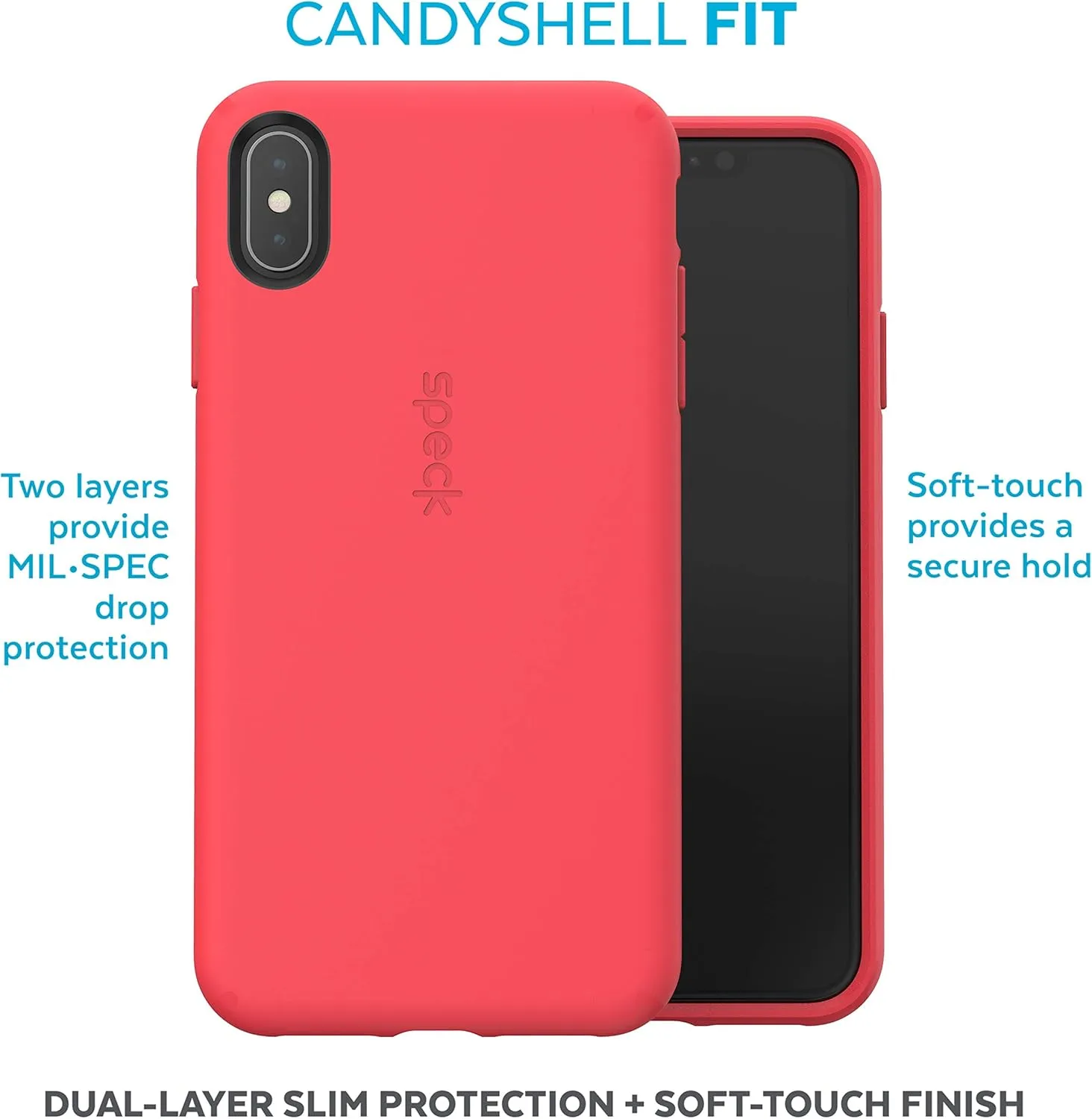 Speck Products CandyShell Fit iPhone Xs Max Case, Mercury Red/Mercury Red