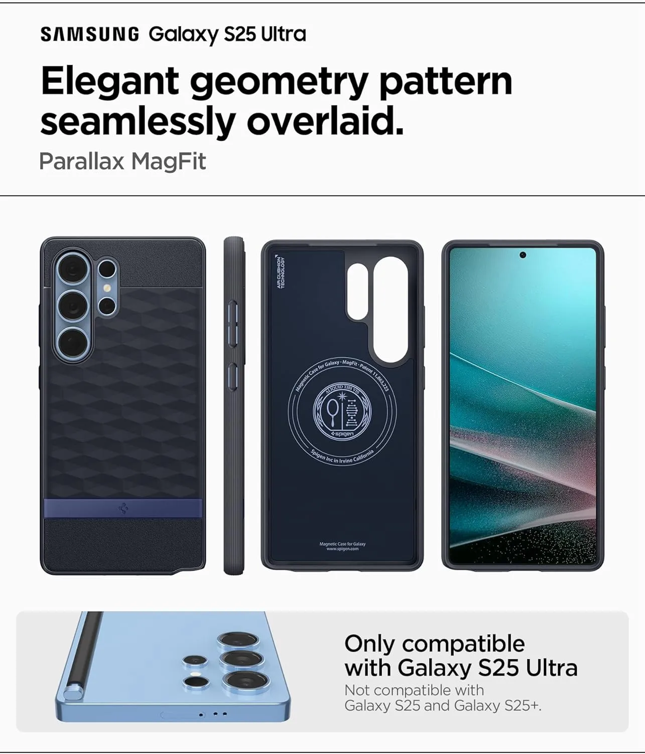 Spigen Parallax MagFit Designed for Galaxy S25 Ultra Case [Fast Wireless Charging/Magnet for Galaxy] (2025) - Navy Violet