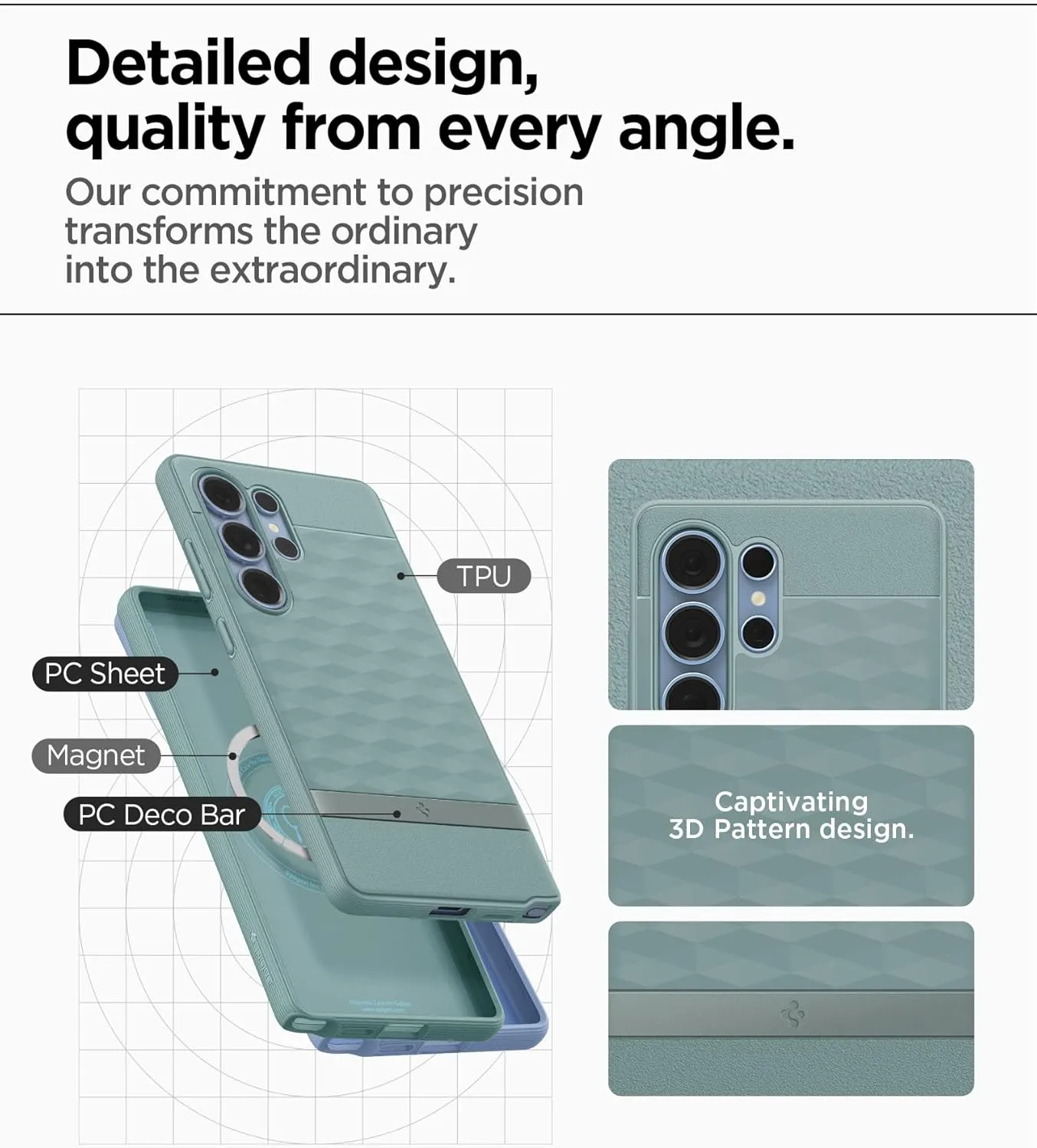 Spigen Parallax MagFit Designed for Galaxy S25 Ultra Case [Fast Wireless Charging/Magnet for Galaxy] (2025) - Sage Green
