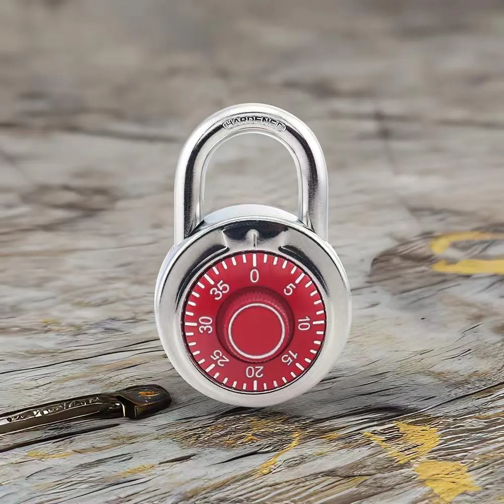 Standard Dial Combination Lock,Red Turnplate, Preset Three Digit Combination Lock for Keyless Convenience Ideal for School Gym Sports Locker Case Toolbox pack of 12