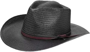 STETSON Black Belgrade Straw Western Hat with Chinstrap OSBLGD-3430