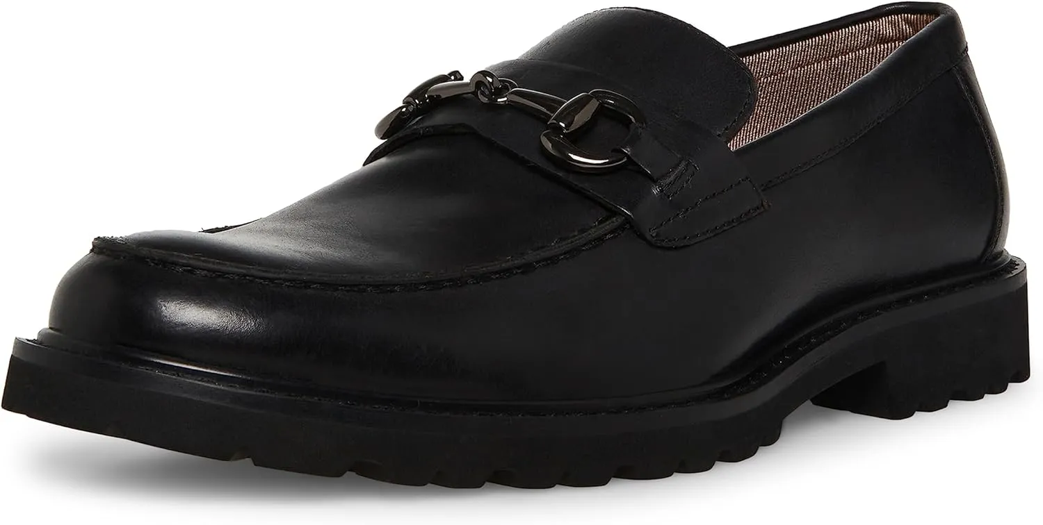 Steve Madden Men's Kyan Loafer, Black Leather, 9.5