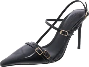 Steve Madden Womens Deagan Buckle Patent Leather Slingback Heels