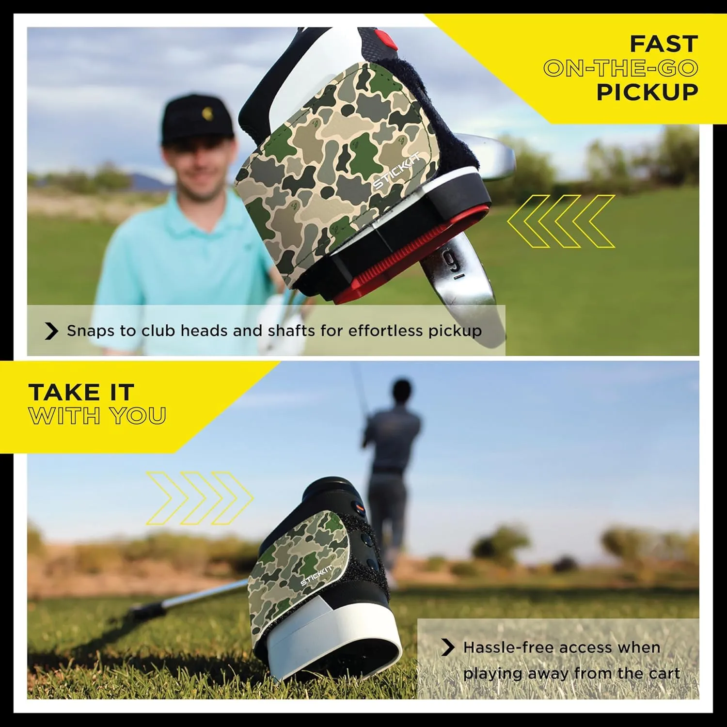 STICKIT Magnetic Rangefinder Strap | Strong Magnet Securely Holds to Golf Carts and Golf Clubs for Easy Access | Slim, Form Fitting, Size Adjustable