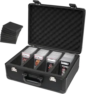 STUFFSTASH 4 Row 180  Graded Sports Card Storage Box with Dividers; TSA Approved Locks; Card Cases for Sports Cards; Trading Card Case for Your Card Collection Box; PSA Card Display for Graded Cards