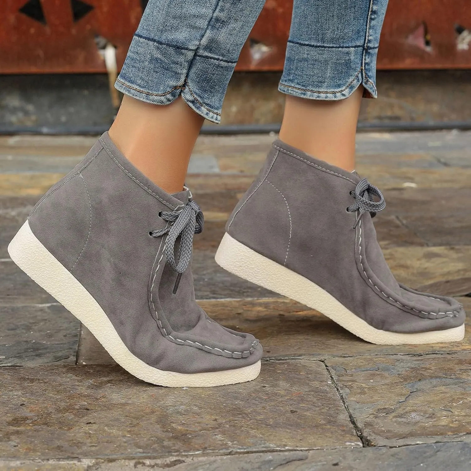 Suede Chukka Boots Women Casual Moccasin Boots Wallabee Boot Shoes Comfort Lightweight Desert Boots Kickers Shoes