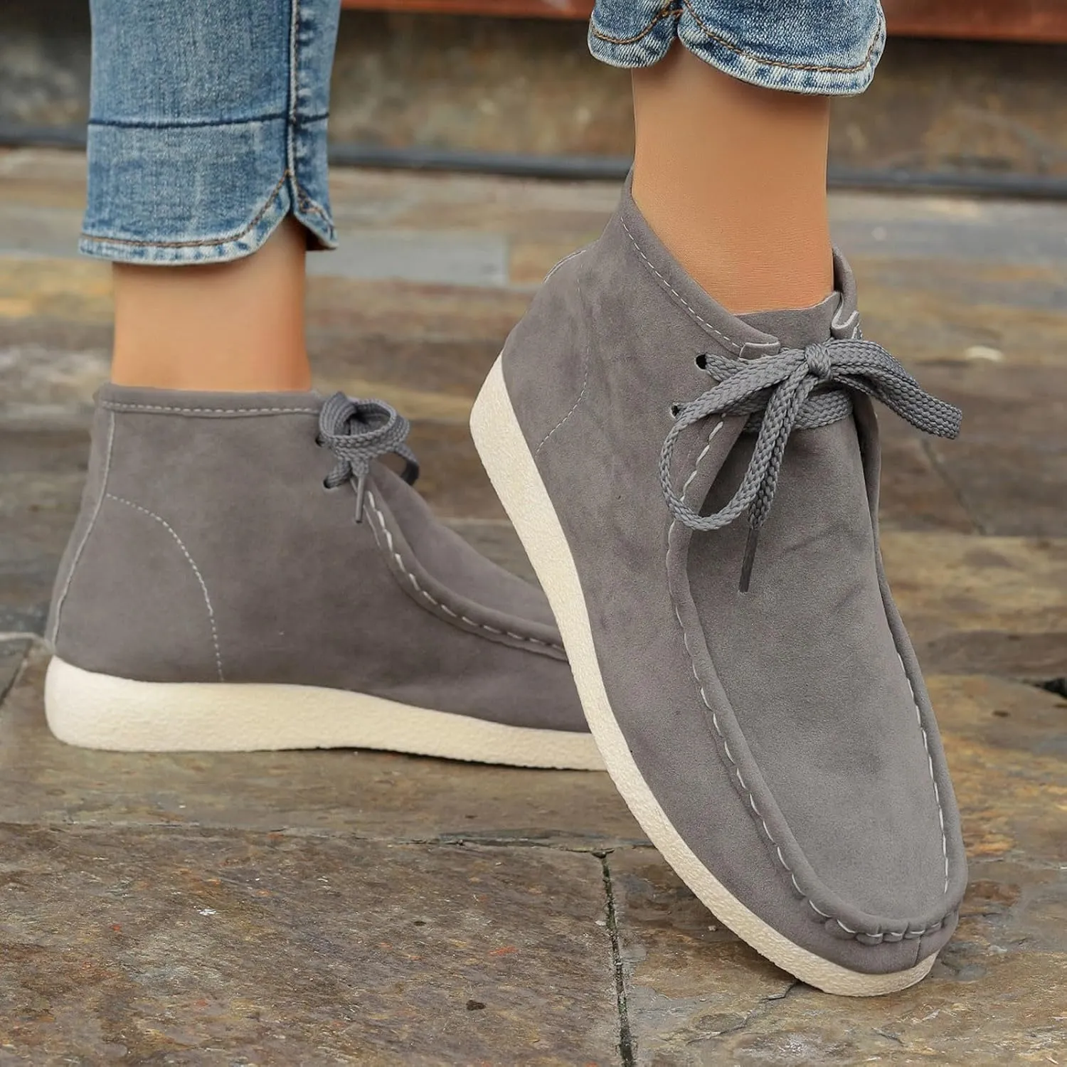 Suede Chukka Boots Women Casual Moccasin Boots Wallabee Boot Shoes Comfort Lightweight Desert Boots Kickers Shoes