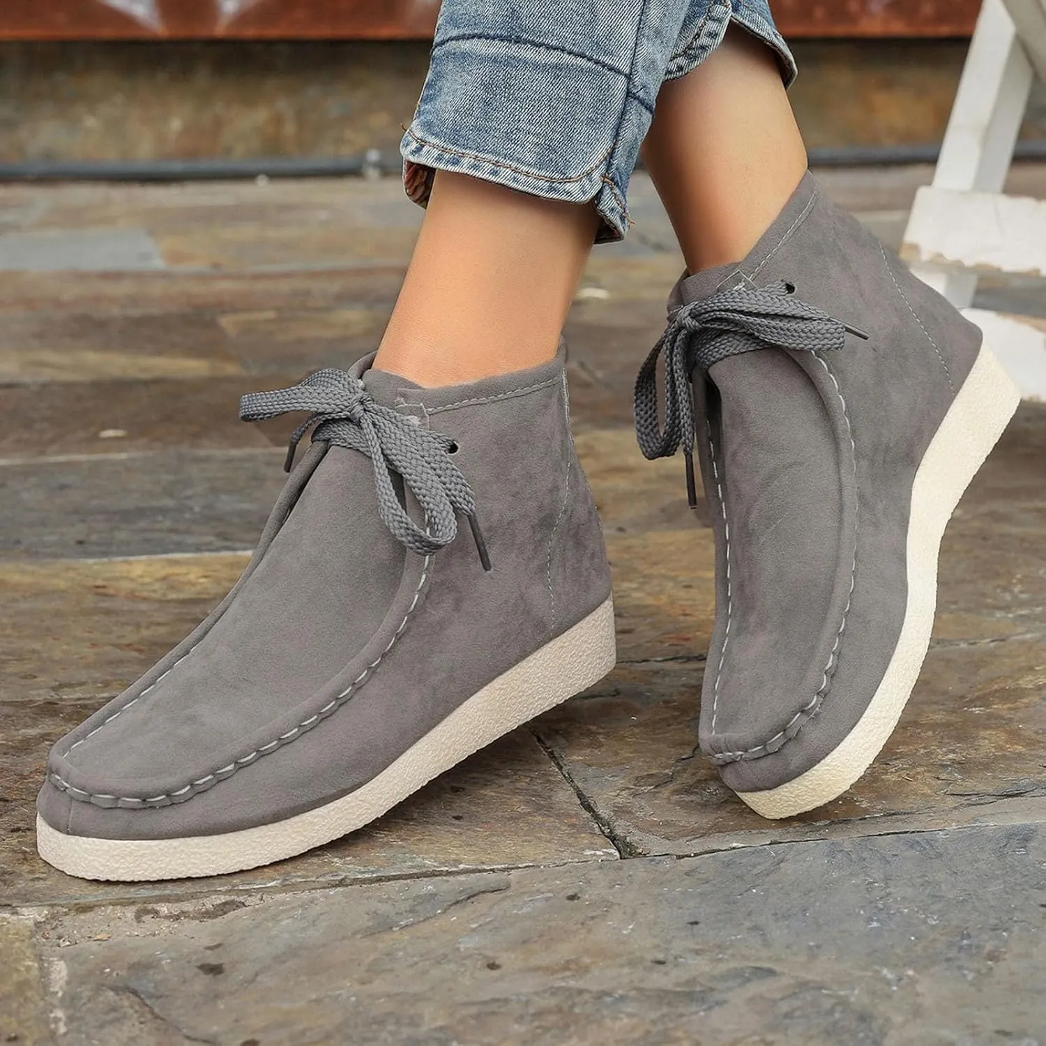 Suede Chukka Boots Women Casual Moccasin Boots Wallabee Boot Shoes Comfort Lightweight Desert Boots Kickers Shoes