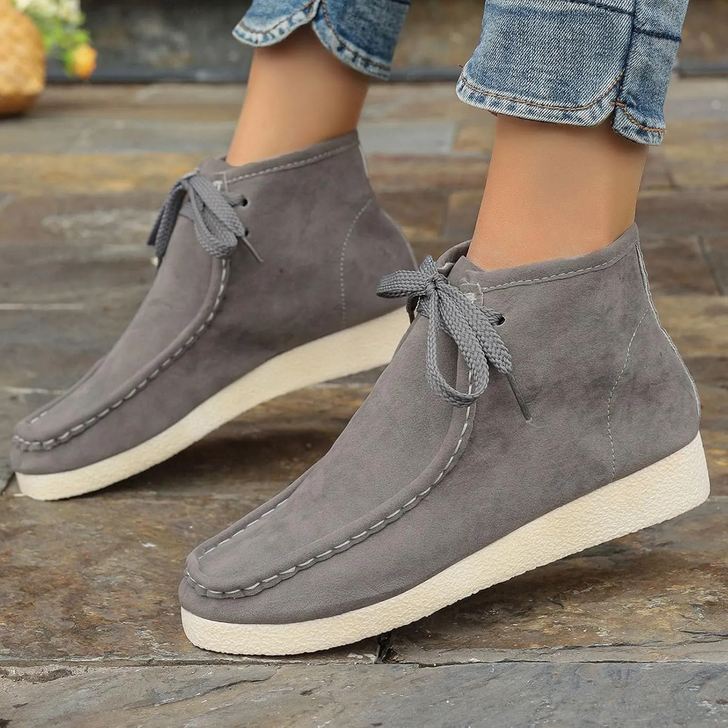 Suede Chukka Boots Women Casual Moccasin Boots Wallabee Boot Shoes Comfort Lightweight Desert Boots Kickers Shoes