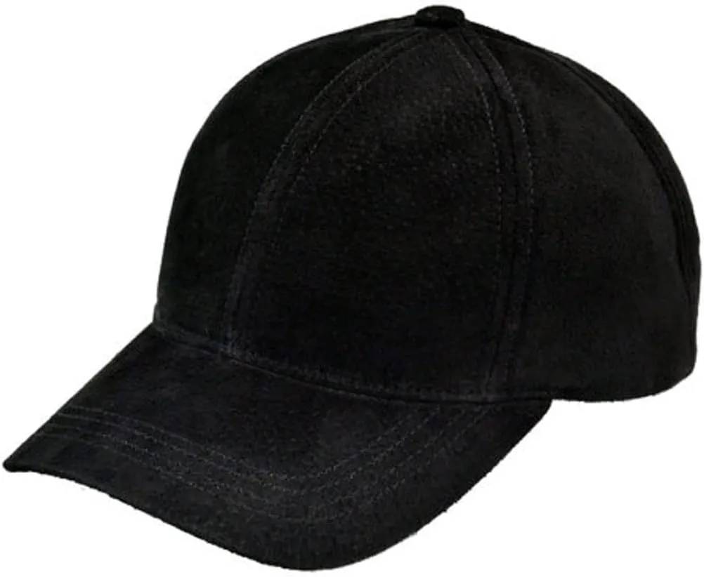 Suede Leather Lambskin Outdoor Unisex Baseball Sport Cap Black