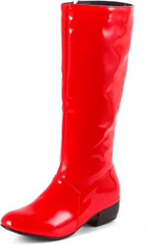 Sungtin Women's Faux Leather Knee High Flat Slouch Boots