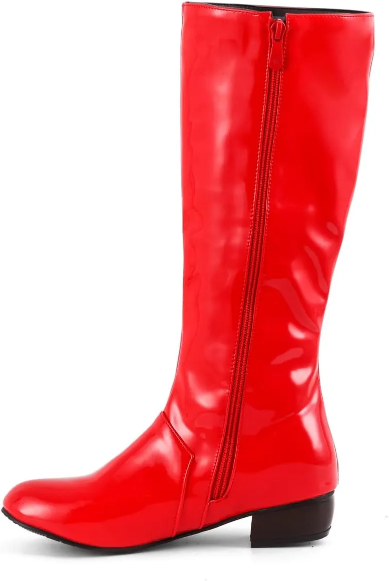 Sungtin Women's Faux Leather Knee High Flat Slouch Boots