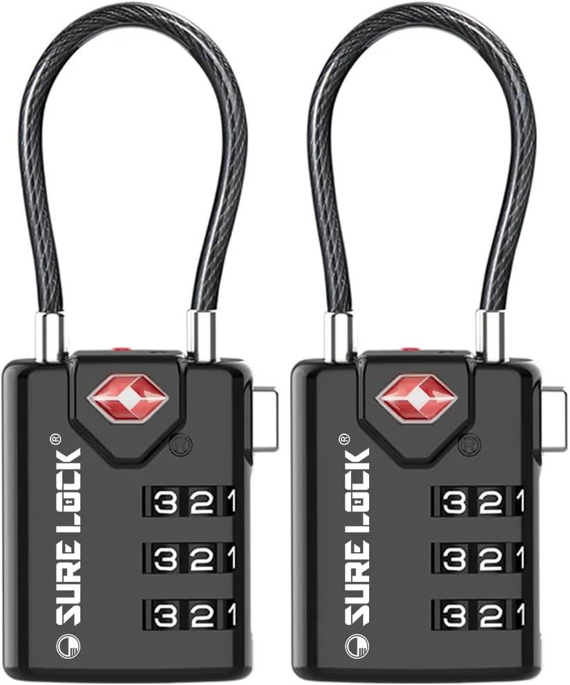 SURE LOCK TSA Compatible Travel Luggage Locks, Inspection Indicator, Easy Read Dials TSA Approved with Zinc Alloy