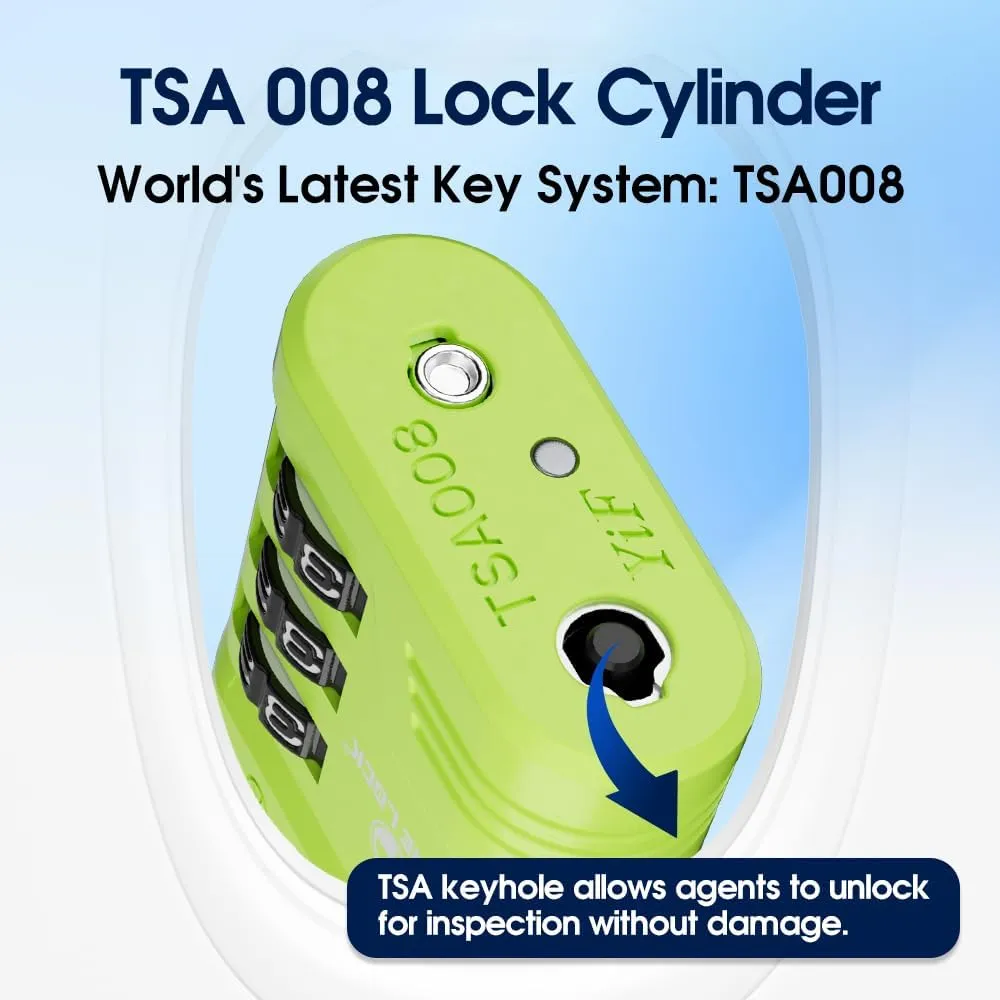 SURE LOCK TSA Locks for Luggage, TSA Approved Luggage Locks with Open Alert, TSA008 Key for High Security, Easy Read Dials, Zinc Alloy Body, Locker Lock for Suitcase, Gym, Travel. (Green 2 pk)