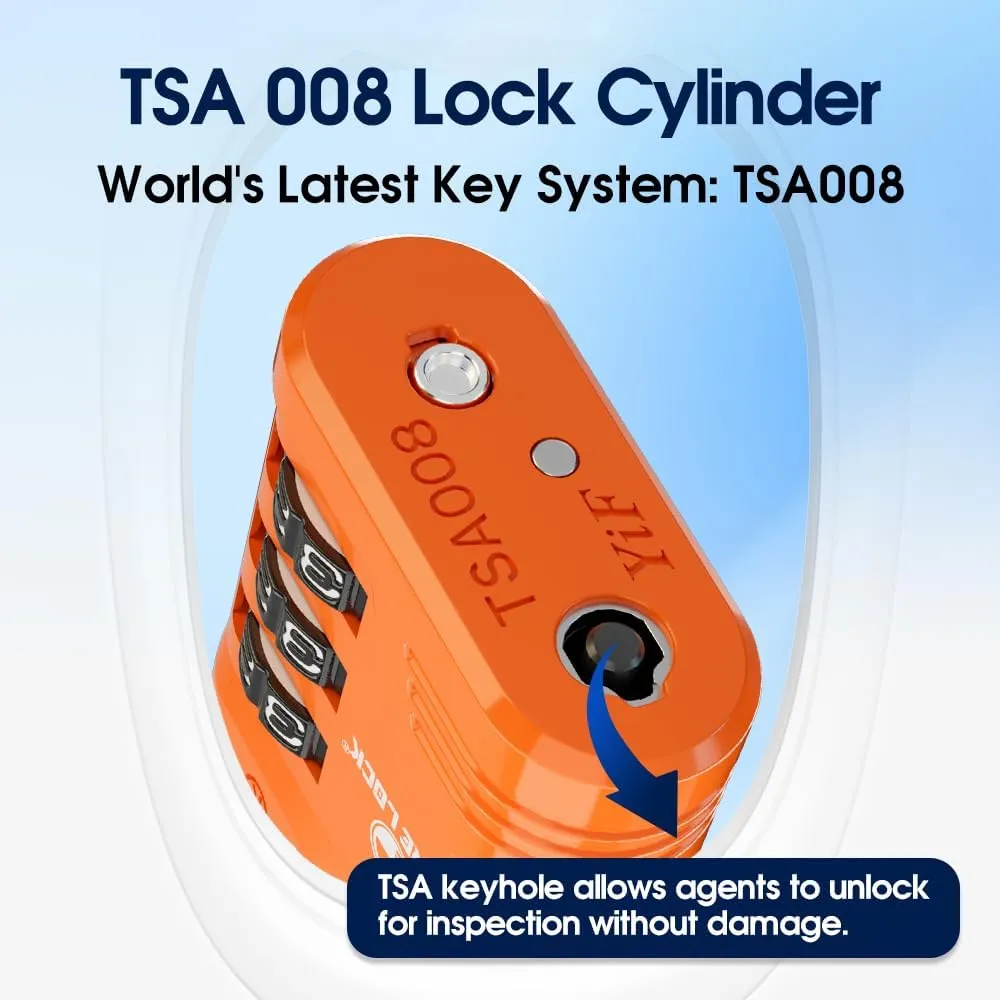 SURE LOCK TSA Locks for Luggage, TSA Approved Luggage Locks with Open Alert, TSA008 Key for High Security, Easy Read Dials, Zinc Alloy Body, Locker Lock for Suitcase, Gym, Travel. (Orange 2 pk)