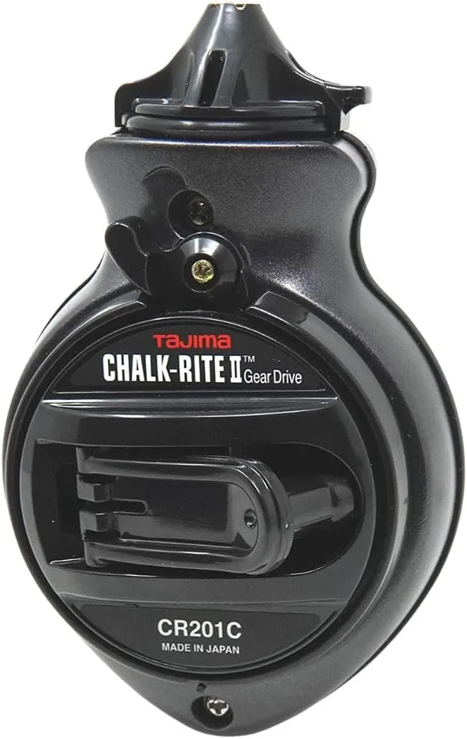 Tajima Chalk Line - Chalk-Rite II Chalk Box with Extra Bold 1mm Snap Line & Five Gear Quick Retrieval - CR201C-CPI