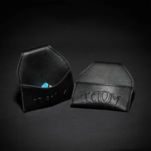 Taom Black Leather Embroidered Emblem Chalk Bag