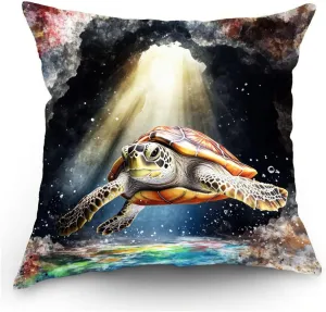 Throw Pillow Cover Sea Turtle Ocean Theme Olive Ridley Turtle Near a sea cave Pattern Wildlife Decor Lumbar Pillow Case Cushion for Sofa Couch Bed Standard Queen Size 12x12in 4gbE1l