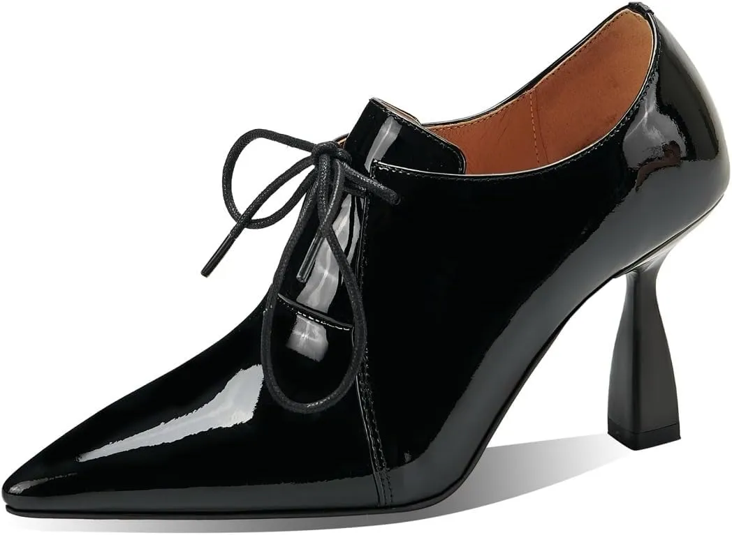 TinaCus Glossy Patent Leather Handmade Selftie Stiletto High Heels Women's Pointed Toe Pumps Shoes