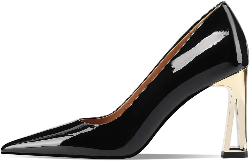TinaCus Glossy Patent Leather Women's Pointed Toe Handmade High Heels Office Lady Pumps Shoes