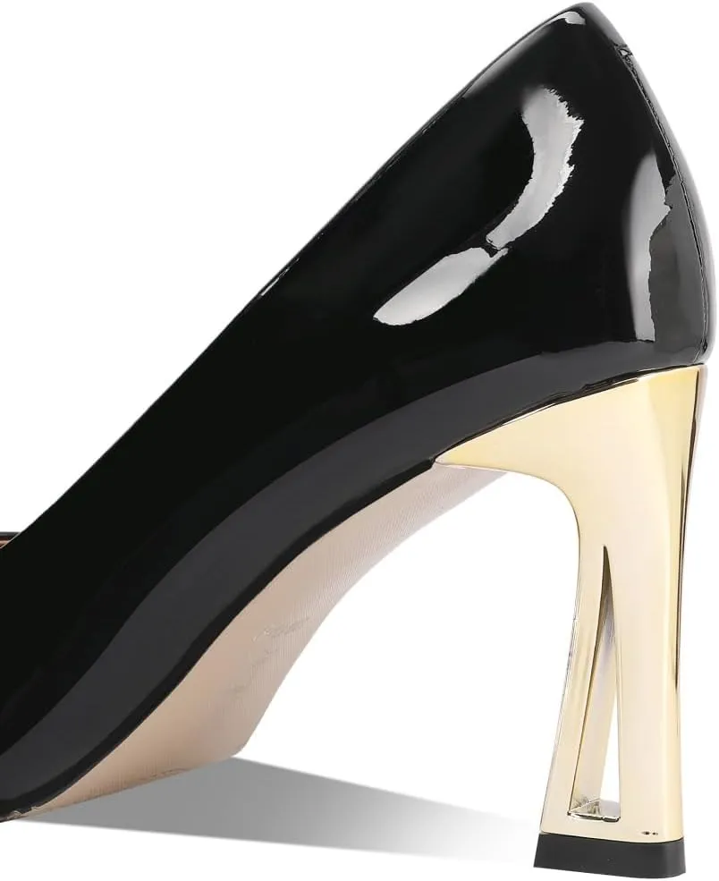TinaCus Glossy Patent Leather Women's Pointed Toe Handmade High Heels Office Lady Pumps Shoes
