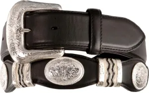 Tony Lama Men's Scalloped Leather Belt Black 34