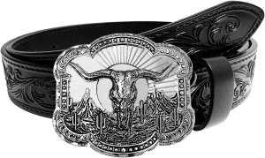 TOPACC Genuine Leather Western Belts for Womens Mens Cowboy Cowgirl Belts For Jeans Pants Rodeo Outfit