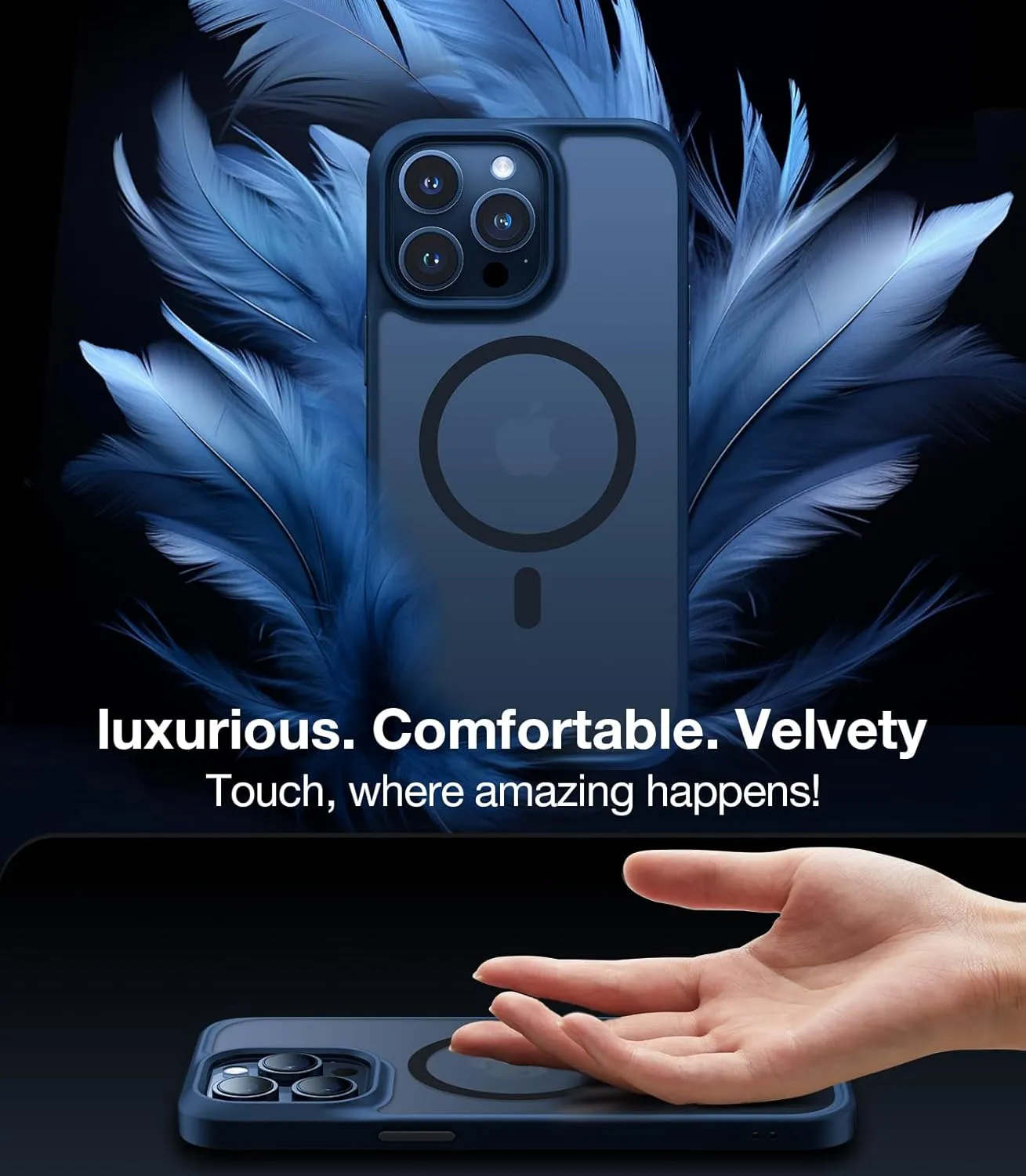 TORRAS Magnetic Guardian Designed for iPhone 15 Pro Max Case, [Military Grade Drop Tested] [Compatible with MagSafe] Slim Case for iPhone 15 Pro Max Phone Case (6.7") 2023, Blue Titanium