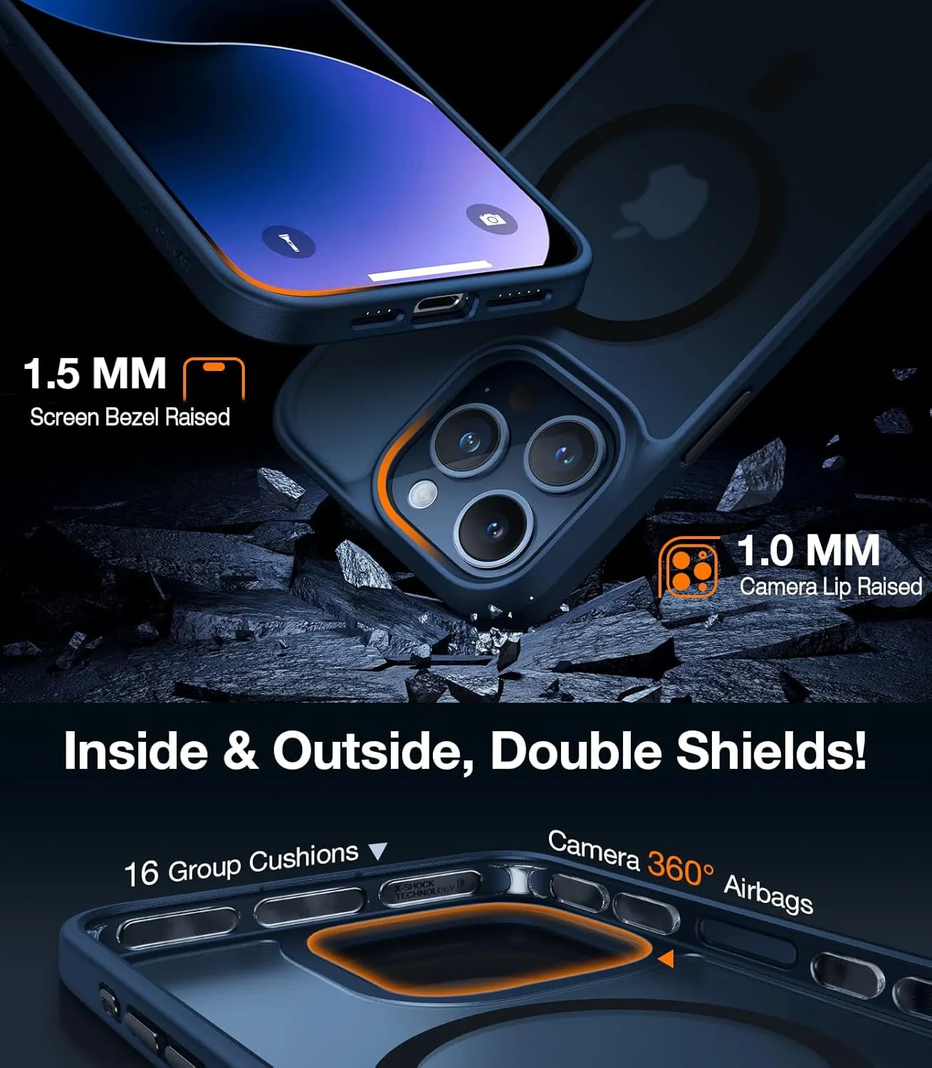 TORRAS Magnetic Guardian Designed for iPhone 15 Pro Max Case, [Military Grade Drop Tested] [Compatible with MagSafe] Slim Case for iPhone 15 Pro Max Phone Case (6.7") 2023, Blue Titanium