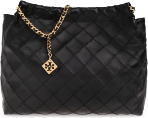 Tory Burch Women's Black Leather Fleming Hobo Large Handbag