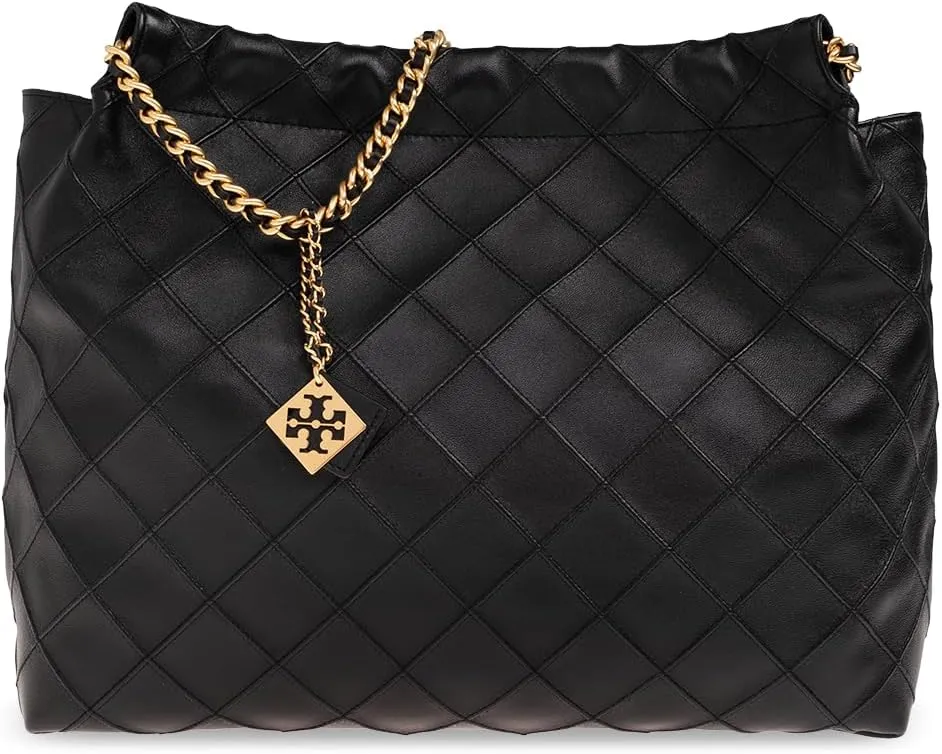 Tory Burch Women's Black Leather Fleming Hobo Large Handbag