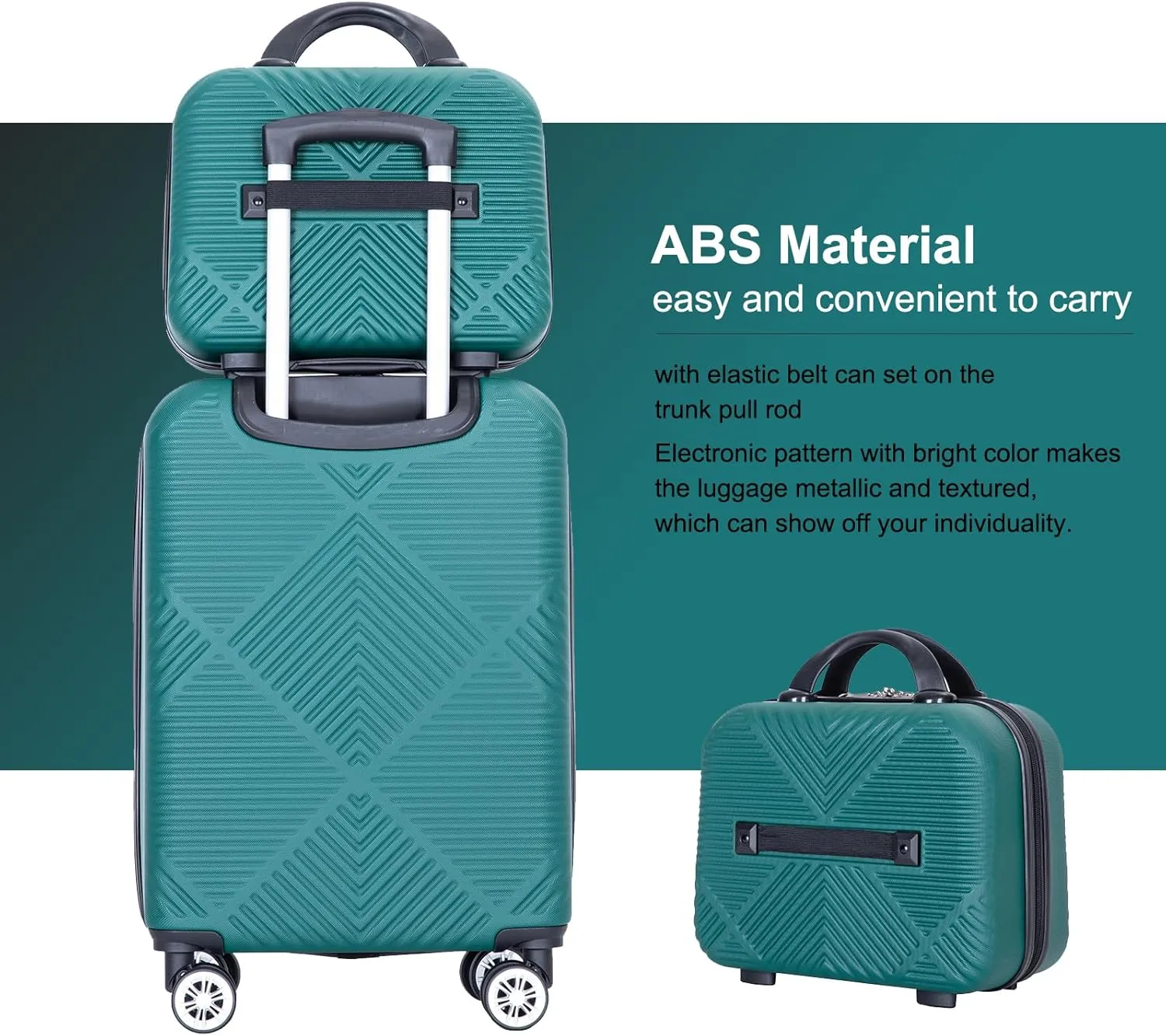 Travelhouse 4 Piece Luggage Sets Travel Suitcase, Large Capacity Lightweight Luggage Sets with TSA Lock & Spinner Wheels, Clearance Carry On Luggage Suitcase Set (DARK GREEN, 4 piece(14" 20'24"28"))