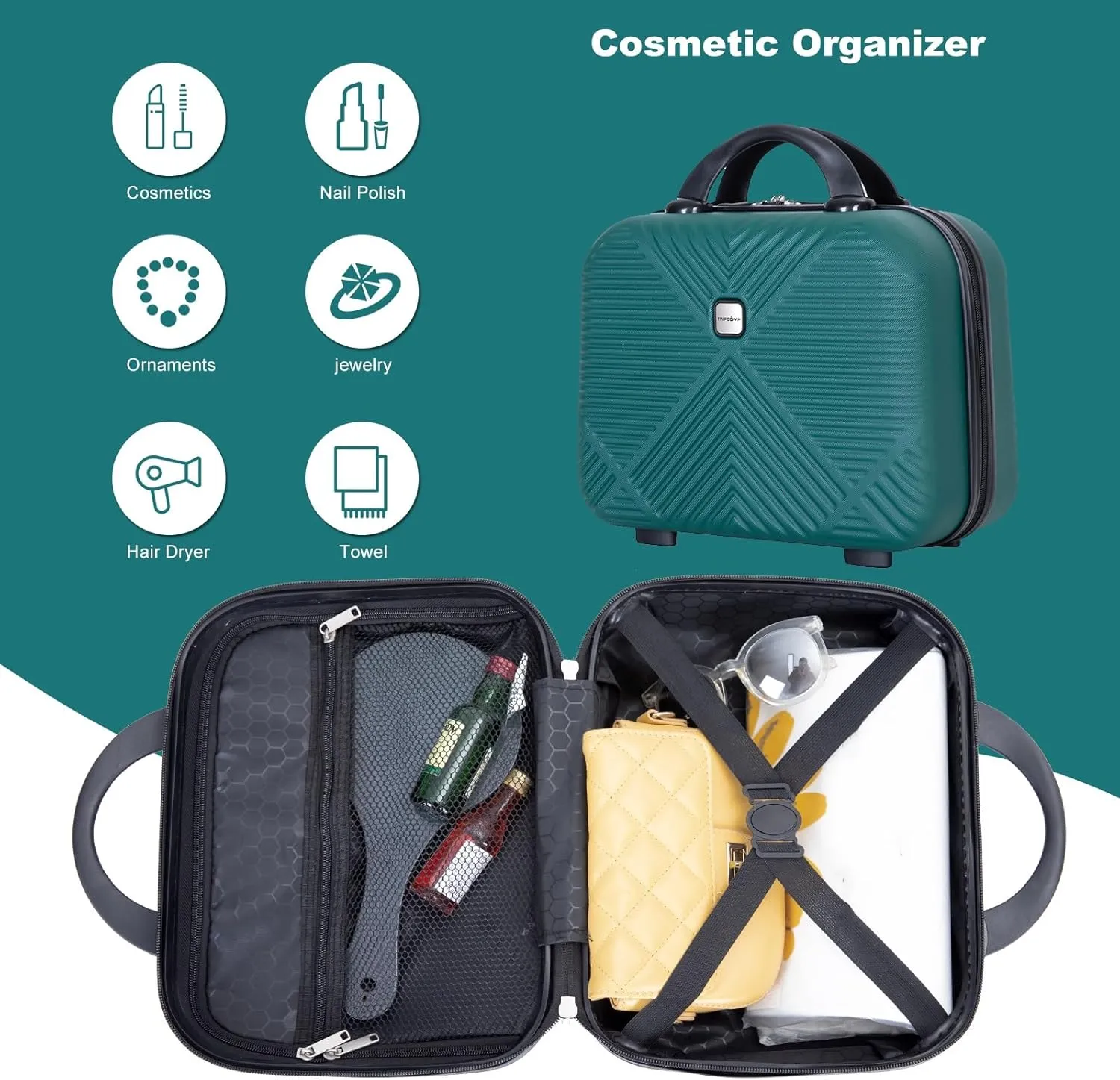 Travelhouse 4 Piece Luggage Sets Travel Suitcase, Large Capacity Lightweight Luggage Sets with TSA Lock & Spinner Wheels, Clearance Carry On Luggage Suitcase Set (DARK GREEN, 4 piece(14" 20'24"28"))