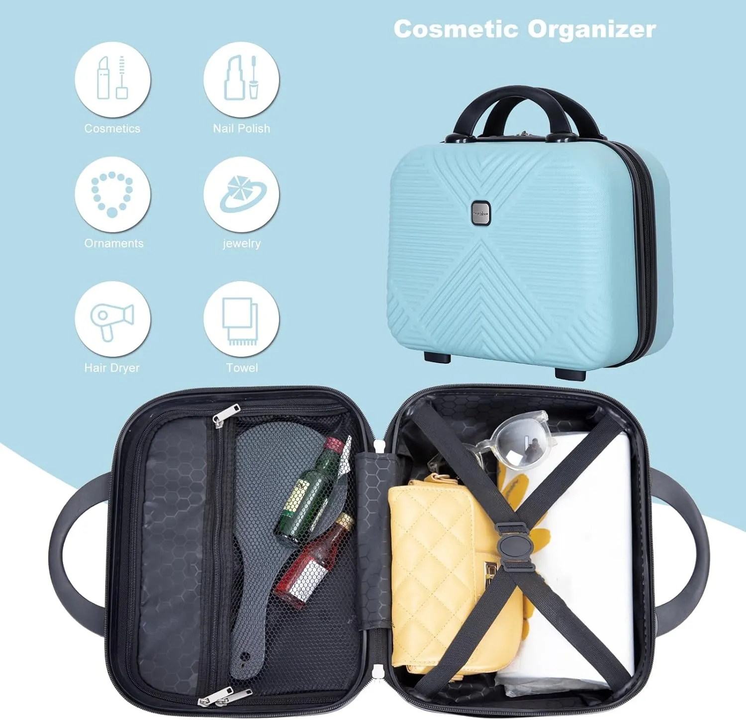 Travelhouse 4 Piece Luggage Sets Travel Suitcase, Large Capacity Lightweight Luggage Sets with TSA Lock & Spinner Wheels, Clearance Carry On Luggage Suitcase Set (LIGHT BLUE, 4 piece(14" 20'24"28"))
