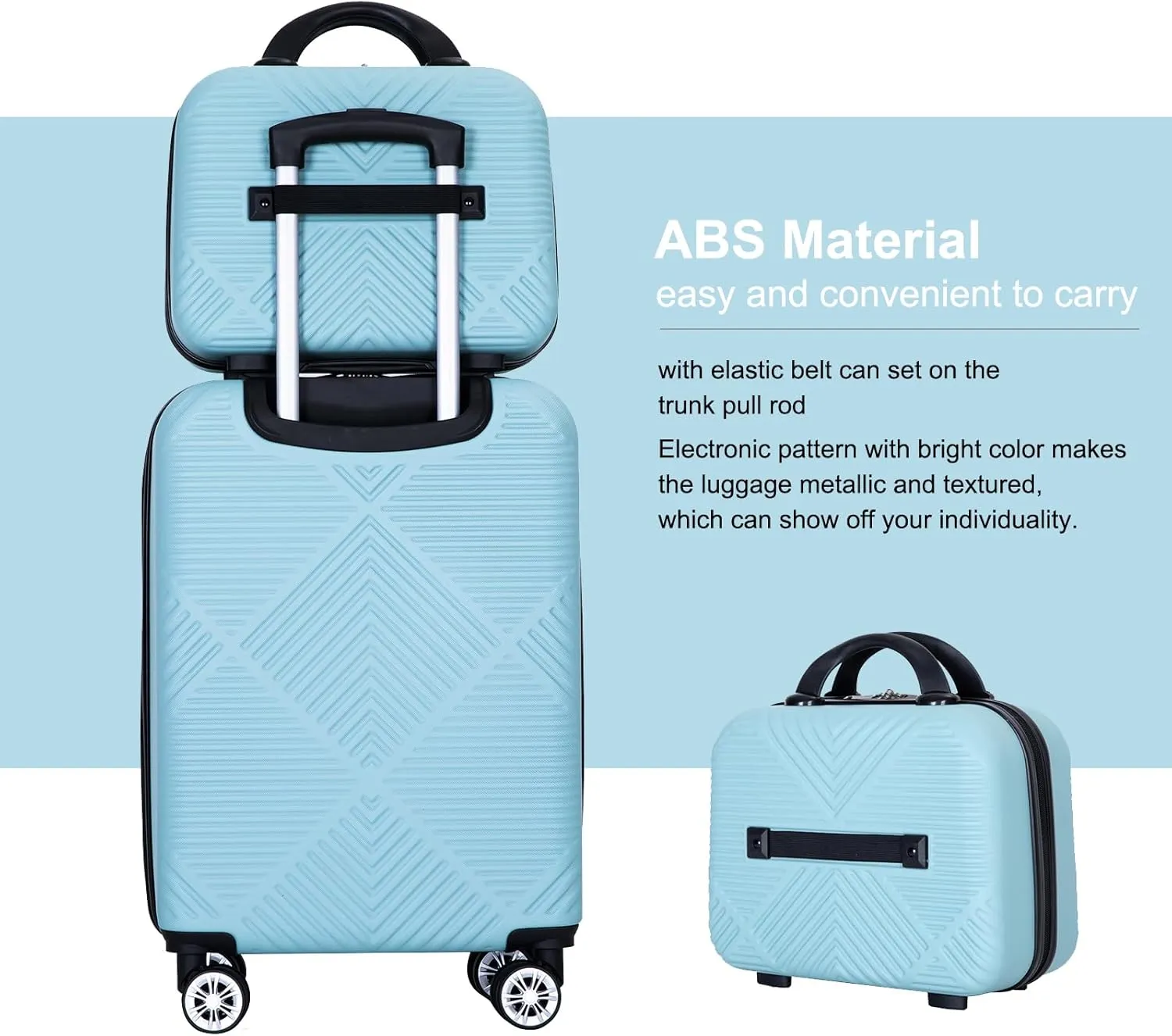 Travelhouse 4 Piece Luggage Sets Travel Suitcase, Large Capacity Lightweight Luggage Sets with TSA Lock & Spinner Wheels, Clearance Carry On Luggage Suitcase Set (LIGHT BLUE, 4 piece(14" 20'24"28"))