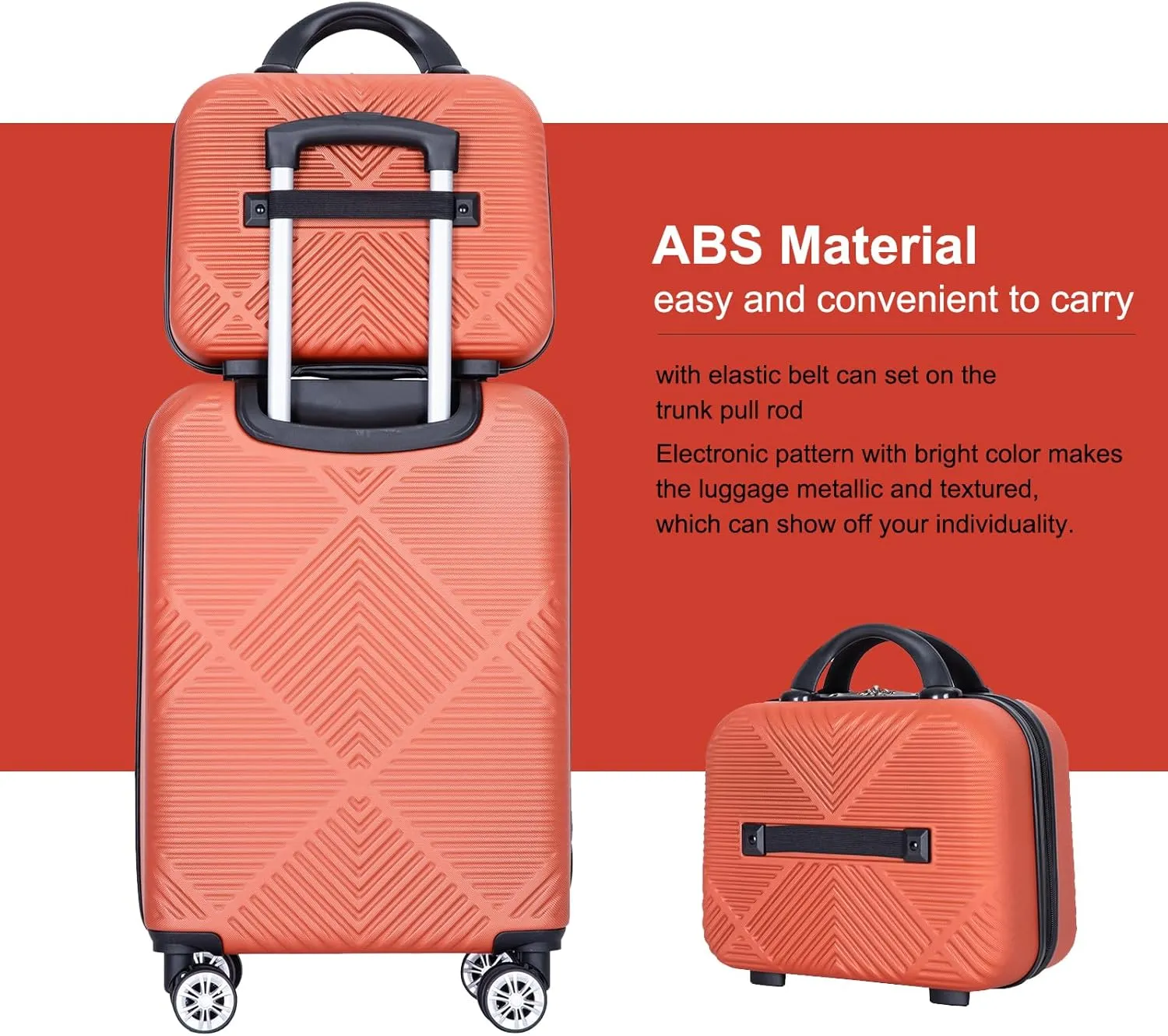 Travelhouse 4 Piece Luggage Sets Travel Suitcase, Large Capacity Lightweight Luggage Sets with TSA Lock & Spinner Wheels, Clearance Carry On Luggage Suitcase Set (ORANGE, 4 piece(14" 20'24"28"))