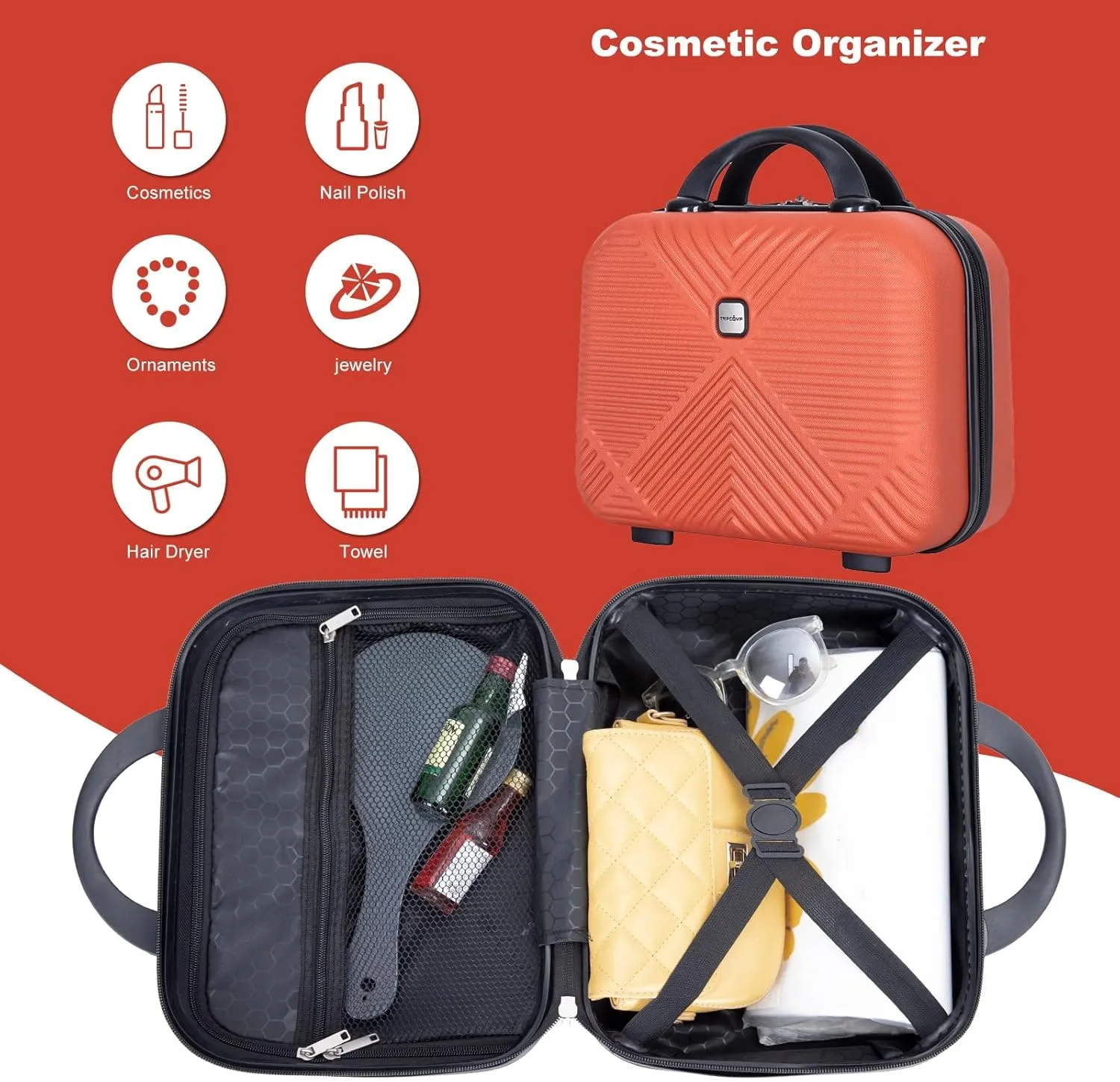 Travelhouse 4 Piece Luggage Sets Travel Suitcase, Large Capacity Lightweight Luggage Sets with TSA Lock & Spinner Wheels, Clearance Carry On Luggage Suitcase Set (ORANGE, 4 piece(14" 20'24"28"))