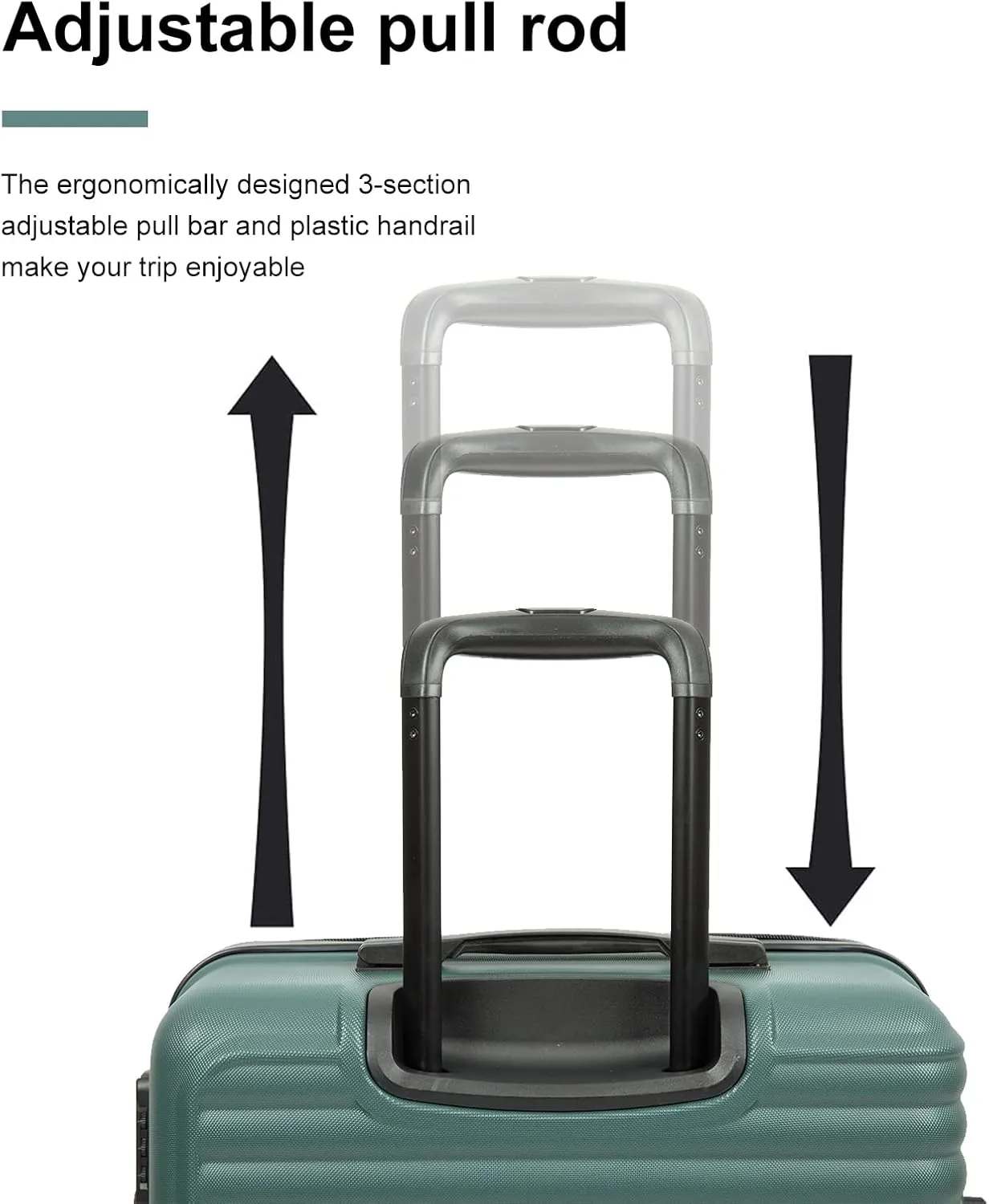 Travelhouse Amalodie Hardshell Upright Spinner Wheel Suitcase Set PP ABS, Lightweight Checked Carry-On Luggage 3-Piece Set with Spinner Wheels TSA Locks 20" 24" 28" (Dark Green)