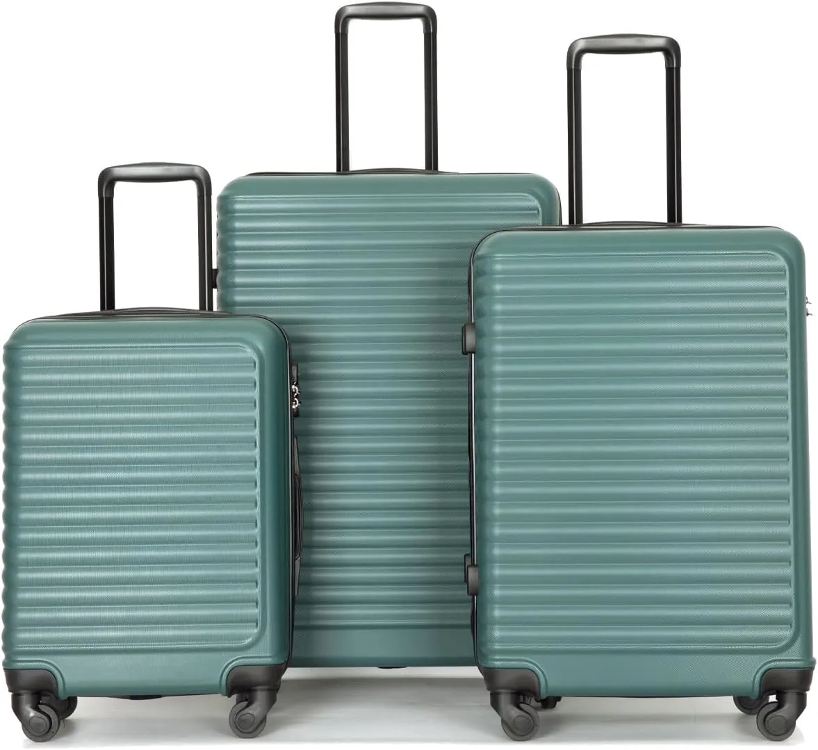 Travelhouse Amalodie Hardshell Upright Spinner Wheel Suitcase Set PP ABS, Lightweight Checked Carry-On Luggage 3-Piece Set with Spinner Wheels TSA Locks 20" 24" 28" (Dark Green)