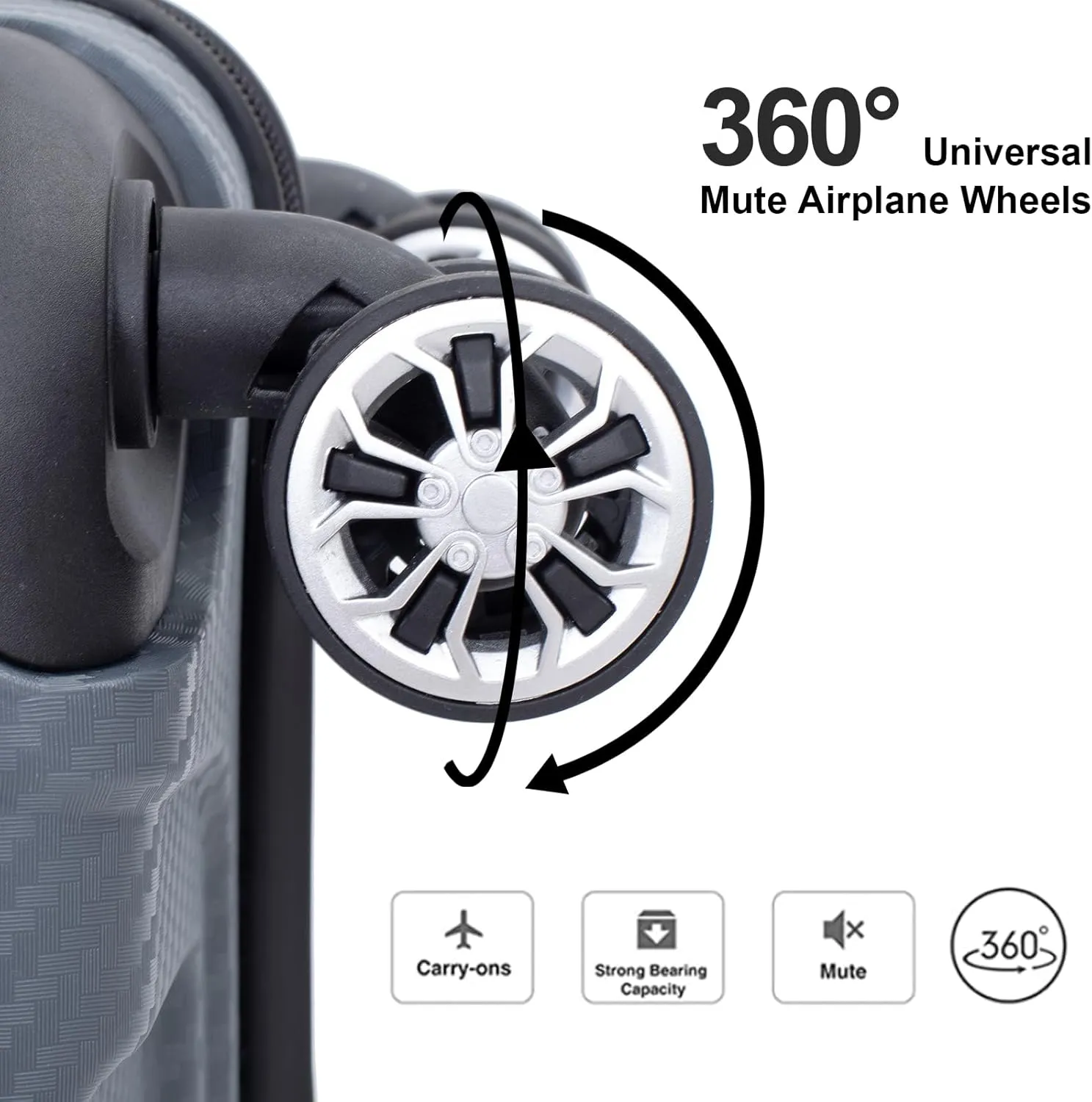 Travelhouse Amalodie Hardshell Upright Spinner Wheel Suitcase Set PP ABS, Lightweight Checked Carry-On Luggage 3-Piece Set with Spinner Wheels TSA Locks 20" 24" 28" (Gray)