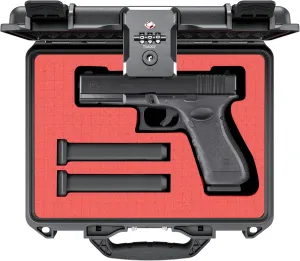TSA Gun Case for Handgun, TSA Approved Firearm Travel Case, Waterproof & Shock Proof Lockable handgun case, 10.6”*8.8”*4” Inches 9mm Pistol Case Hard Shell