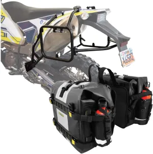 TUSK Pannier Racks with Nelson Rigg Hurricane Dry Saddlebags Black for Husqvarna 701 Enduro 2016-2024
