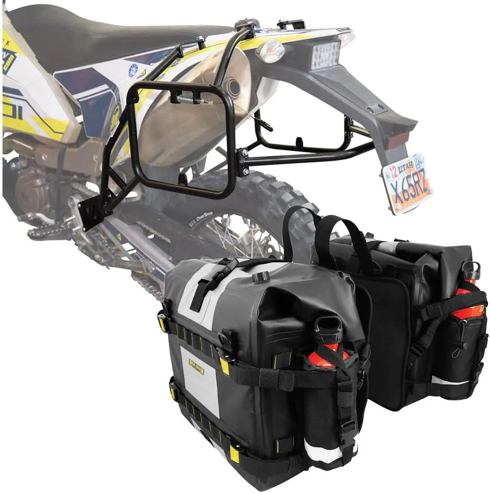 TUSK Pannier Racks with Nelson Rigg Hurricane Dry Saddlebags Black for Husqvarna 701 Enduro 2016-2024