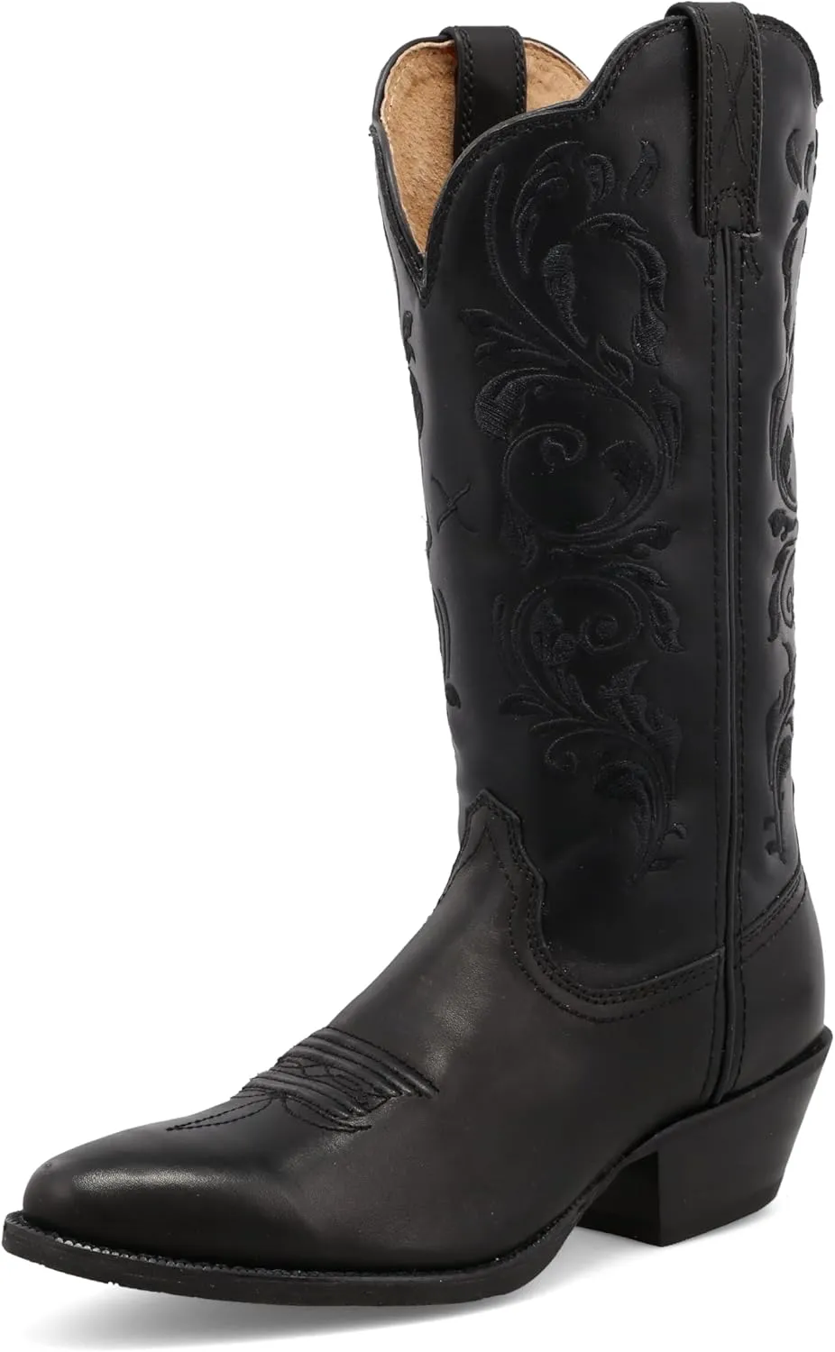 Twisted X Women's 12" Western Boot, Narrow Round Toe, Black & Black, 8.5 C