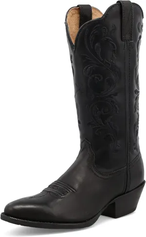 Twisted X Women's 12" Western Boot, Narrow Round Toe, Black & Black, 8.5 C