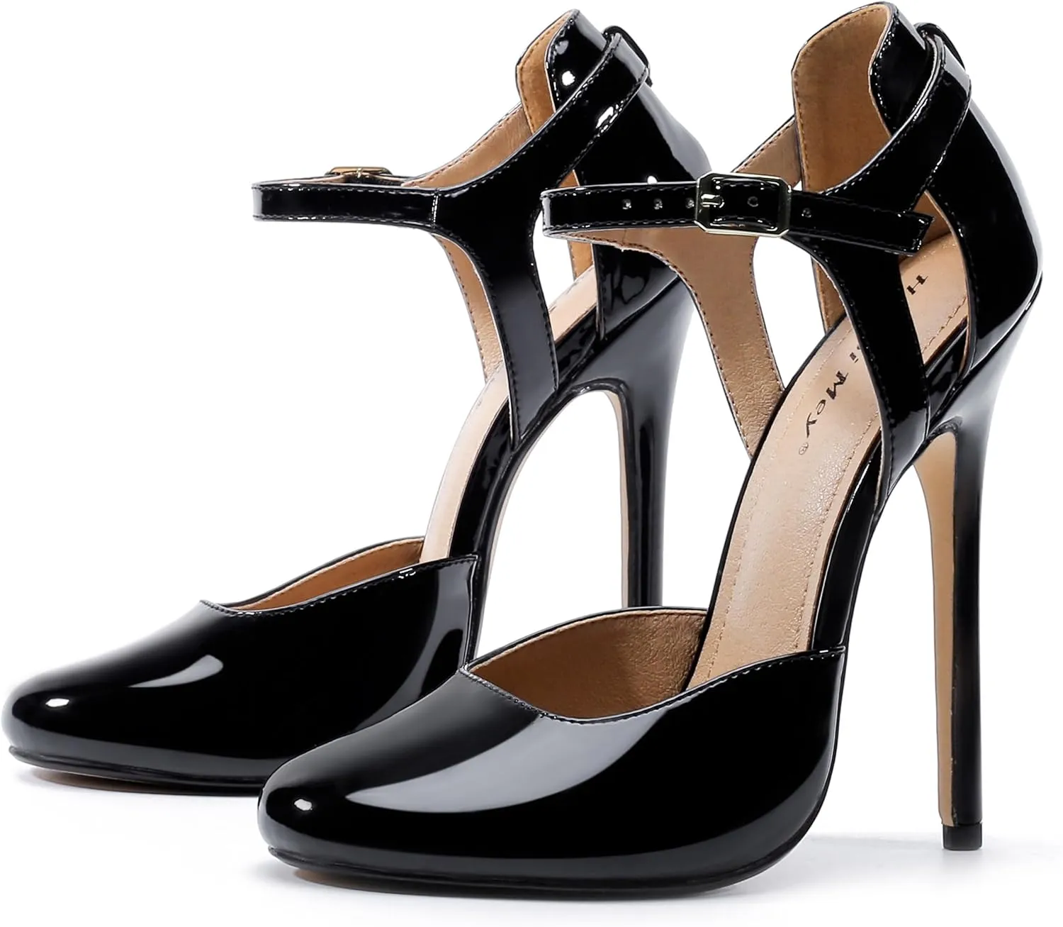 Unisex Men's Women's Round Toe High Heels Stiletto Patent Leather Heels Ankle Strap Pumps Dress Party Shoes