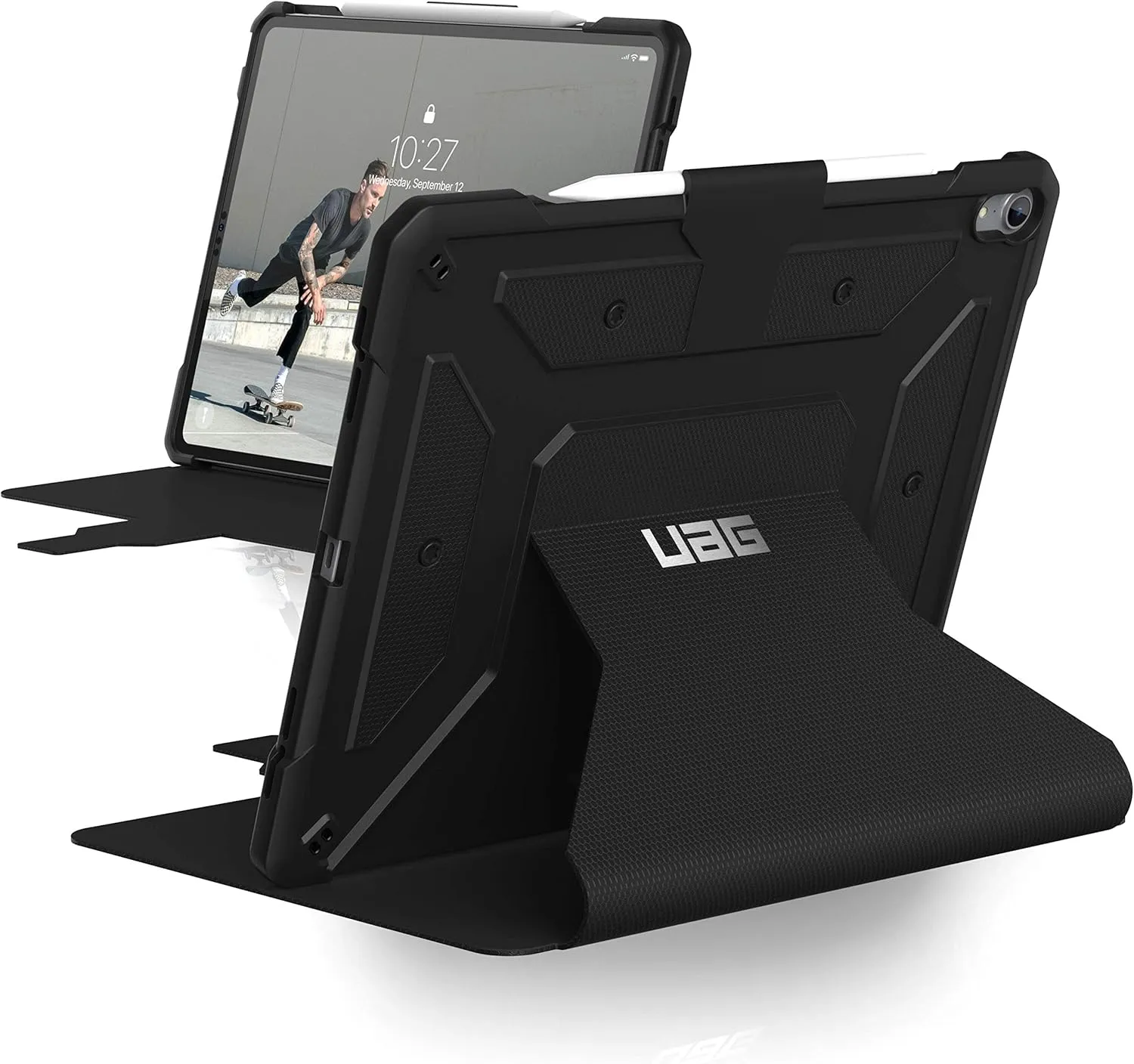 URBAN ARMOR GEAR UAG Protective Folio iPad Pro Case 12.9-inch (3rd Gen, 2018) Metropolis [Black] Rugged Slim Heavy-Duty Tough Case Cover Multi-Viewing Angles Stand Military Drop Tested Tablet Case