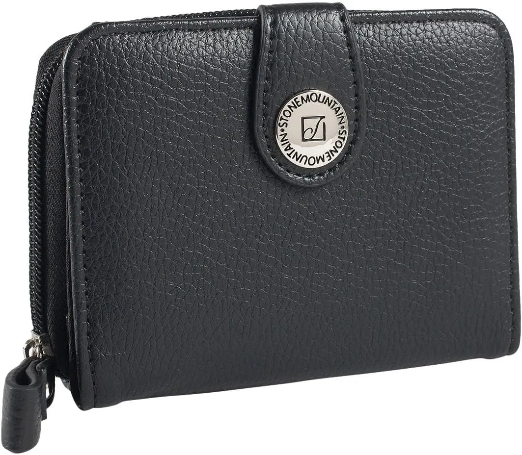 USA Small Zip Around Leather Wallet, Black