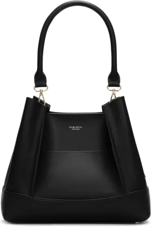 Velvet Genuine Leather Handbag (Black)